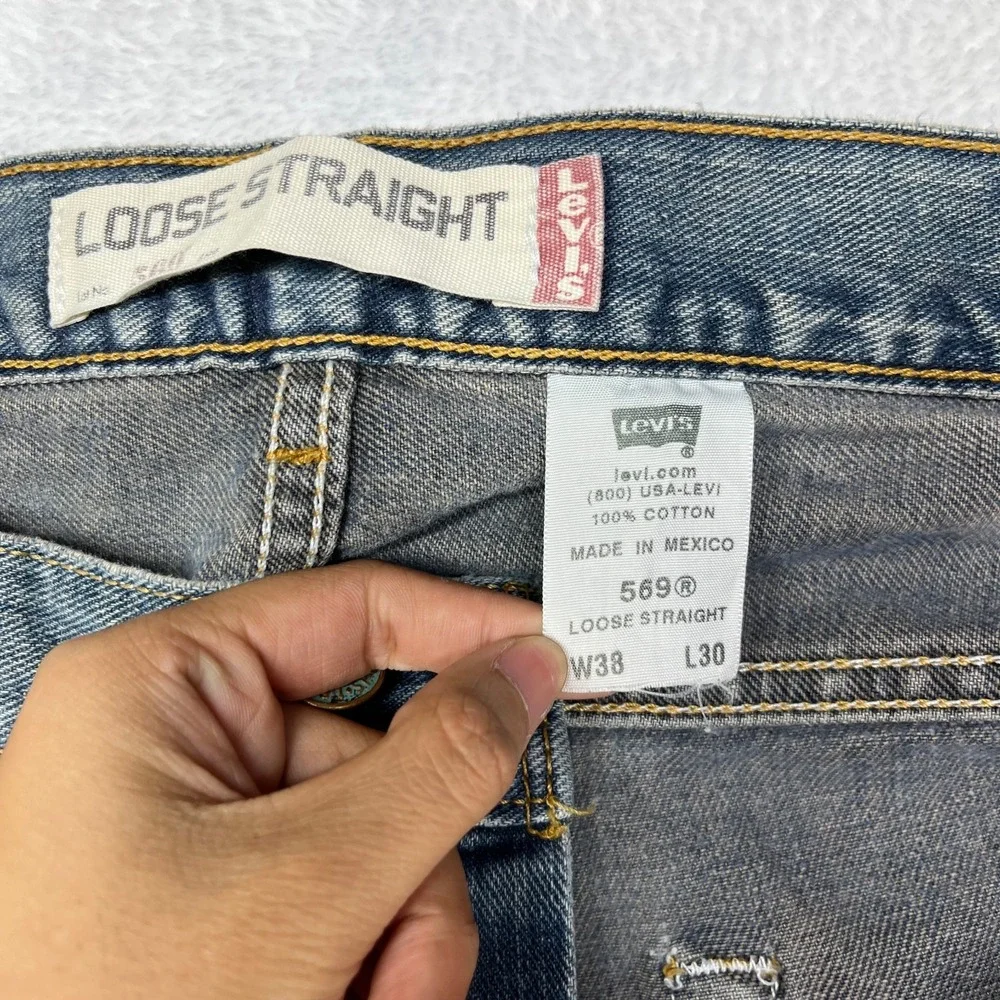 Levi's 559 Loose Straight Jeans Men's Blue Denim Pockets‎ Classic 37X29 - Flaws
